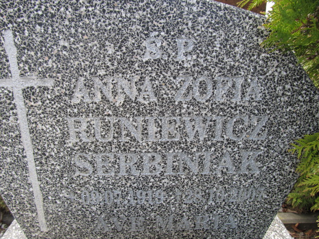 Anna Runiewicz-Serbiniak 1919 Malbork - Grobonet - Wyszukiwarka osób pochowanych