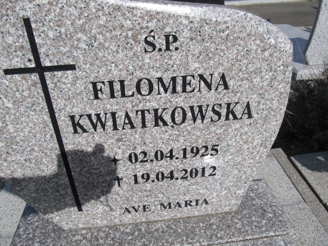 Filomena Kwiatkowska 1925 Malbork - Grobonet - Wyszukiwarka osób pochowanych