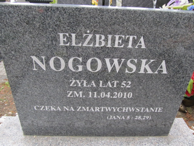 Elżbieta Nogowska 1958 Malbork - Grobonet - Wyszukiwarka osób pochowanych