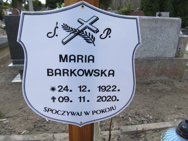 Maria Barkowska 1922 Malbork - Grobonet - Wyszukiwarka osób pochowanych