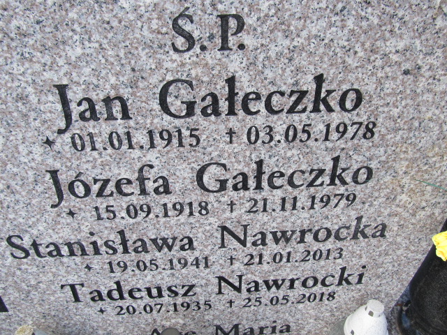 Józefa Gałeczko 1915 Malbork - Grobonet - Wyszukiwarka osób pochowanych