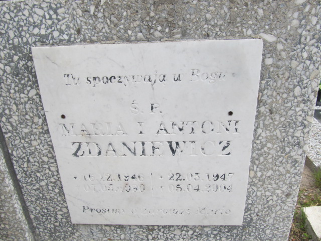 Maria Zdaniewicz 1946 Malbork - Grobonet - Wyszukiwarka osób pochowanych