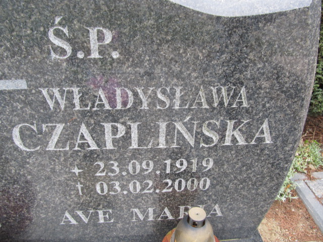 Władysława Czaplińska 1919 Malbork - Grobonet - Wyszukiwarka osób pochowanych